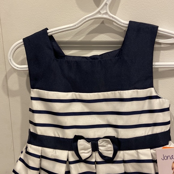 Jona Michelle Navy Blue and White Striped Dress - Picture 2 of 7
